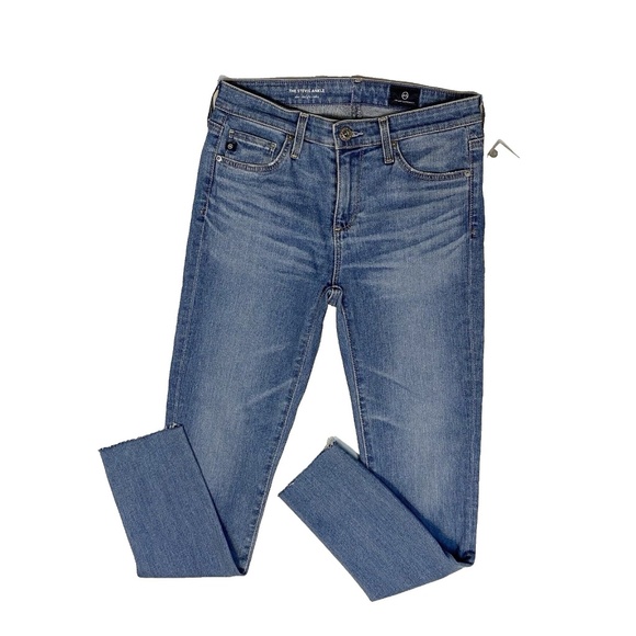 Adriano Goldschmied Stevie Ankle Slim Straight Ankle Size 25 Raw Hem Blue Jeans - Picture 1 of 16